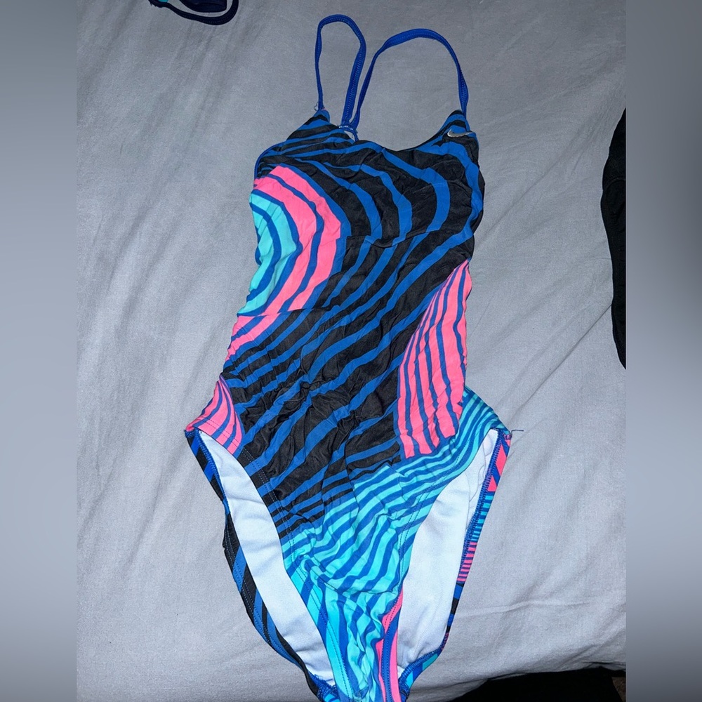 nike red blue swimsuit one piece